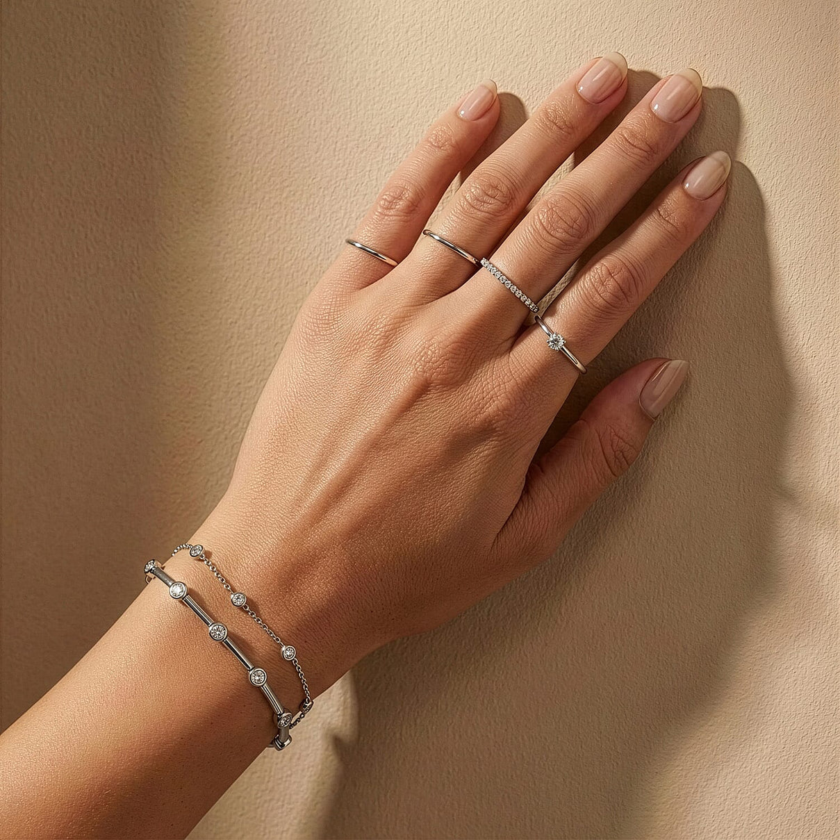 LUXURIANT 1 Ct. Lab Grown Diamond Station Bracelet (Size 7.5) in Rhodium Overlay Sterling Silver (SI/GH) 8289045 4