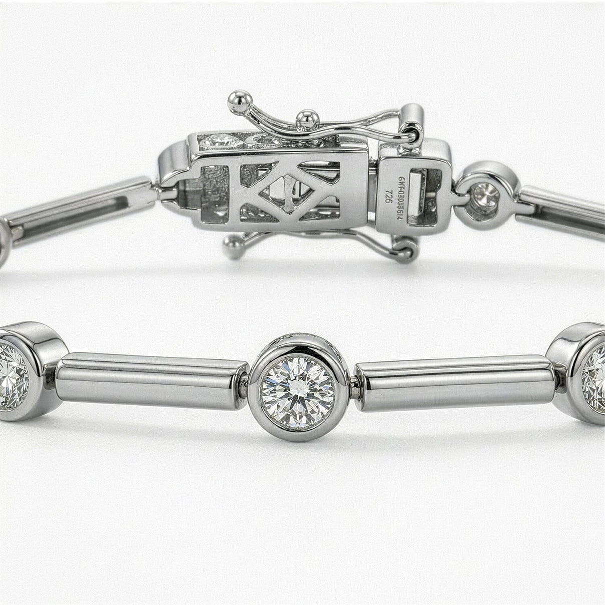 LUXURIANT 1 Ct. Lab Grown Diamond Station Bracelet (Size 7.5) in Rhodium Overlay Sterling Silver (SI/GH) 8289045 8