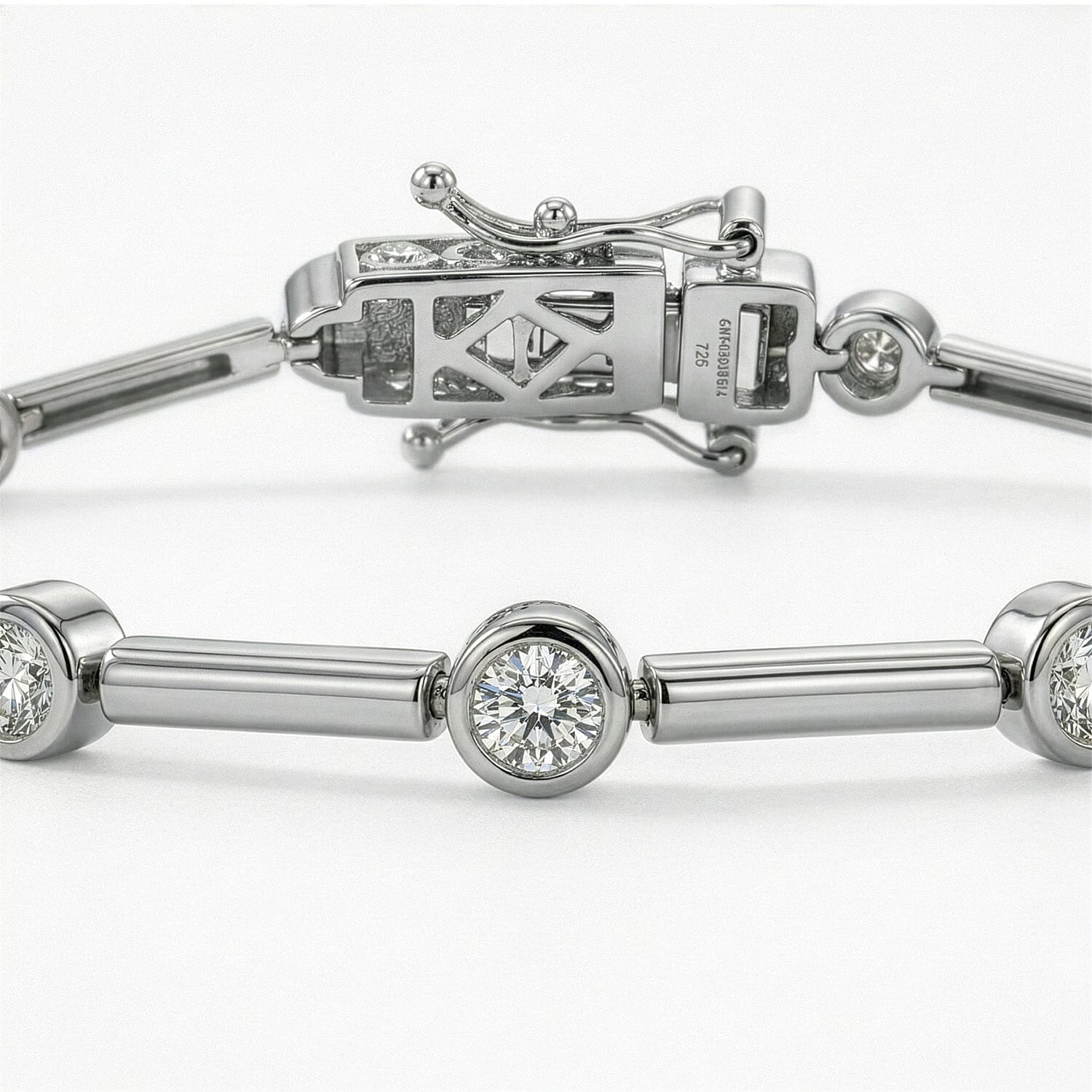LUXURIANT 1 Ct. Lab Grown Diamond Station Bracelet (Size 7.5) in Rhodium Overlay Sterling Silver (SI/GH) 8289045 8
