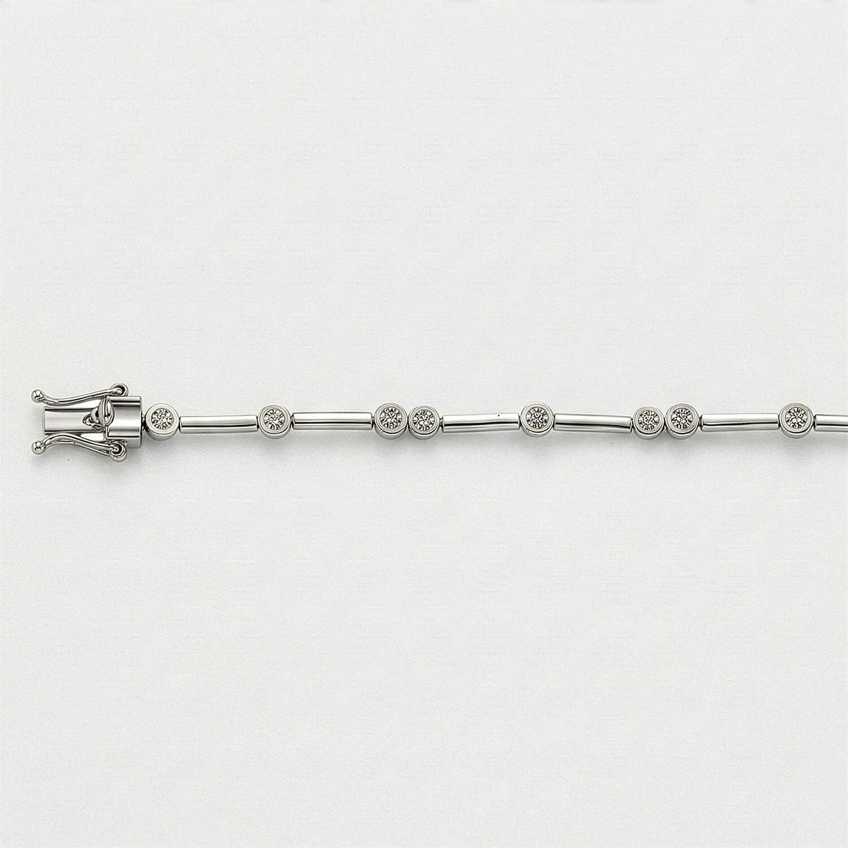 LUXURIANT 1 Ct. Lab Grown Diamond Station Bracelet (Size 7.5) in Rhodium Overlay Sterling Silver (SI/GH) 8289045 9