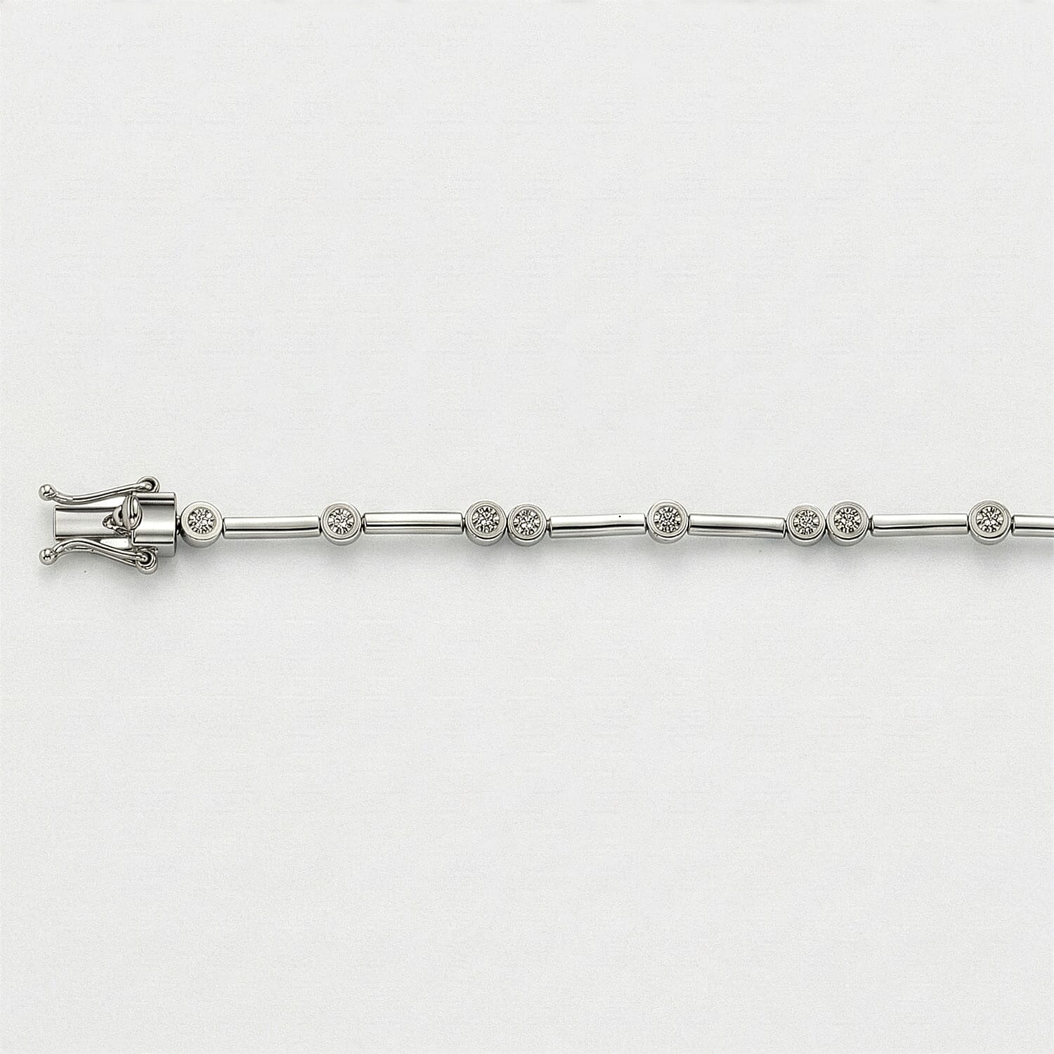 LUXURIANT 1 Ct. Lab Grown Diamond Station Bracelet (Size 7.5) in Rhodium Overlay Sterling Silver (SI/GH) 8289045 9