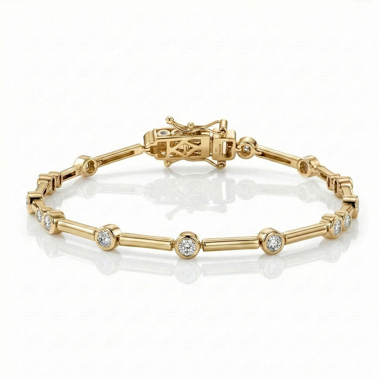 LUXURIANT 1 Ct. Lab Grown Diamond Station Bracelet (Size 7.5) in 18K Yellow Gold Overlay Sterling Silver (SI/GH) 8289046 0