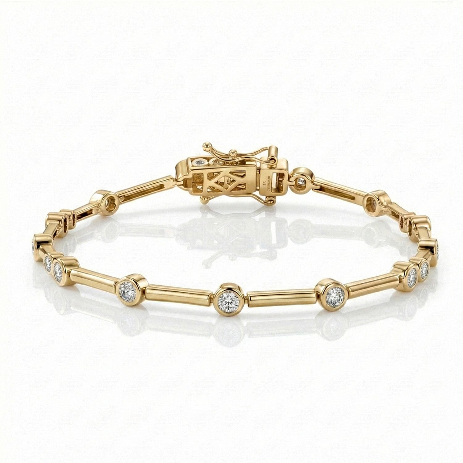 LUXURIANT 1 Ct. Lab Grown Diamond Station Bracelet (Size 7.5) in 18K Yellow Gold Overlay Sterling Silver (SI/GH) 8289046 0