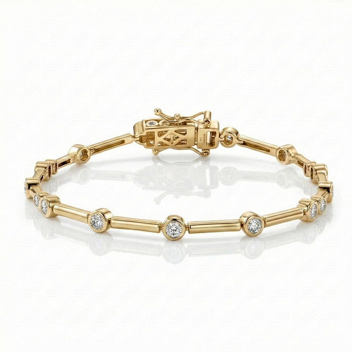 LUXURIANT 1 Ct. Lab Grown Diamond Station Bracelet (Size 7.5) in 18K Yellow Gold Overlay Sterling Silver (SI/GH) 8289046 1