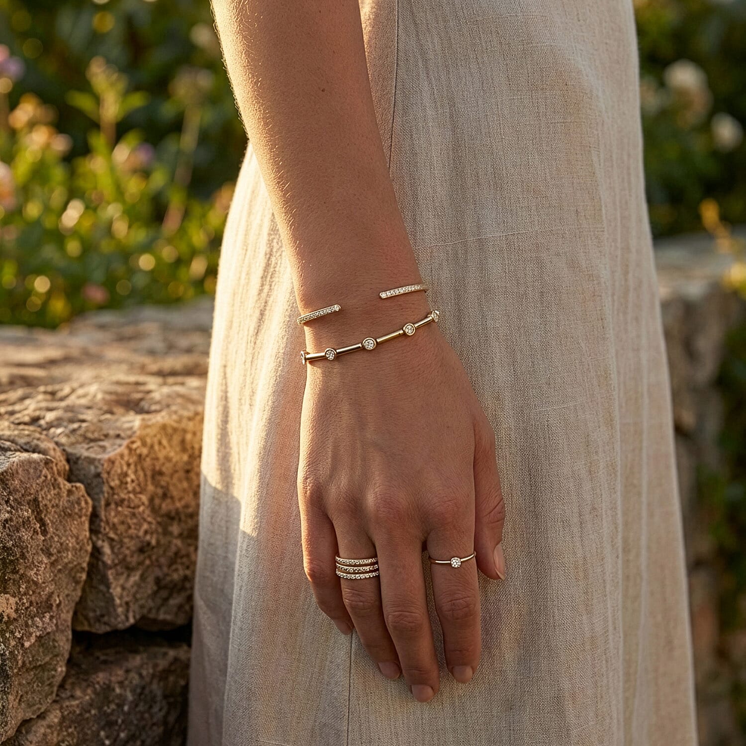LUXURIANT 1 Ct. Lab Grown Diamond Station Bracelet (Size 7.5) in 18K Yellow Gold Overlay Sterling Silver (SI/GH) 8289046 2
