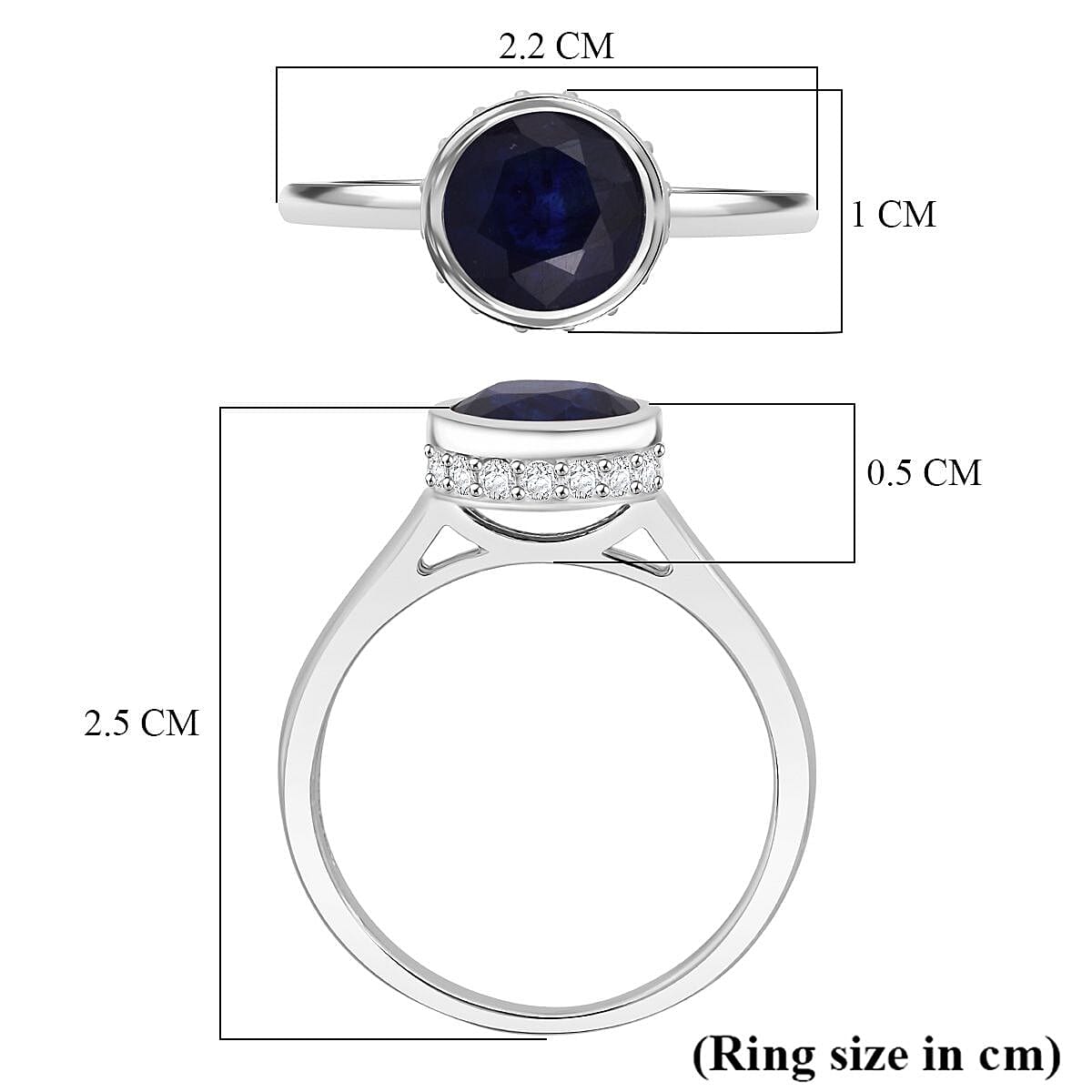 D'Joy Fissure Filled Blue Sapphire &amp; Moissanite Solitaire Ring in Rhodium Overlay Sterling Silver 2.23 Ct. 8294479 5