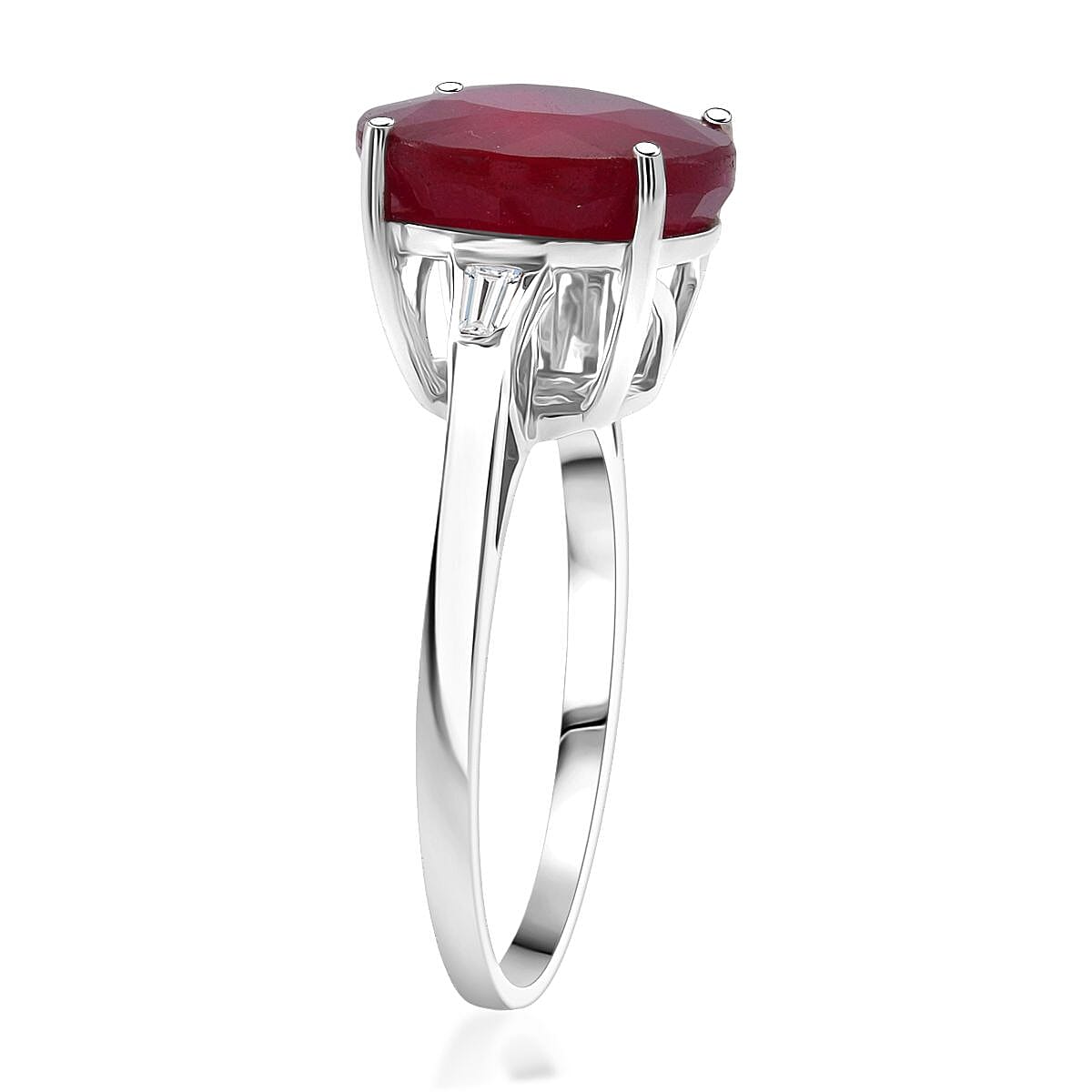 D'Joy African Ruby, Moissanite Ring in Rhodium Overlay Sterling Silver 9.64 Ct. 8295006 3