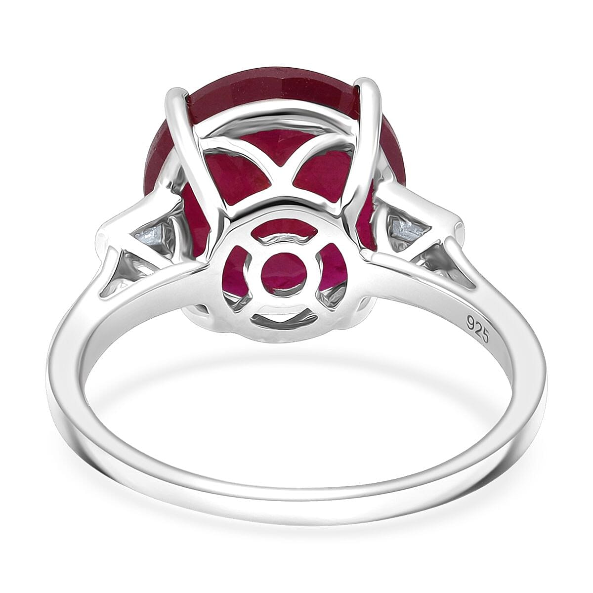D'Joy African Ruby, Moissanite Ring in Rhodium Overlay Sterling Silver 9.64 Ct. 8295006 4
