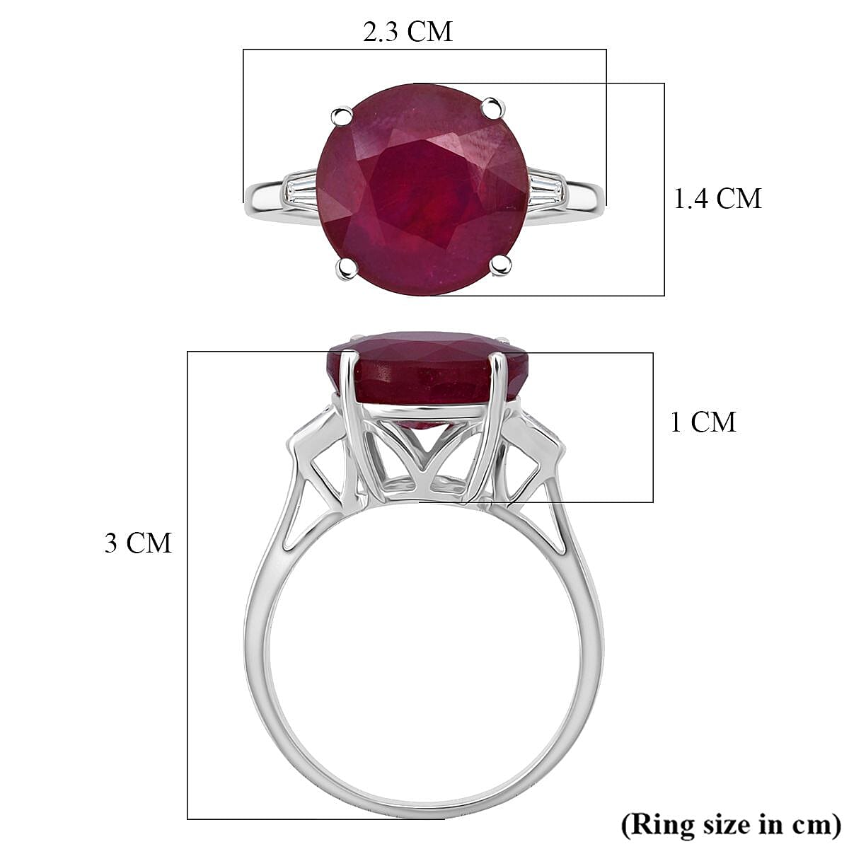 D'Joy African Ruby, Moissanite Ring in Rhodium Overlay Sterling Silver 9.64 Ct. 8295006 5