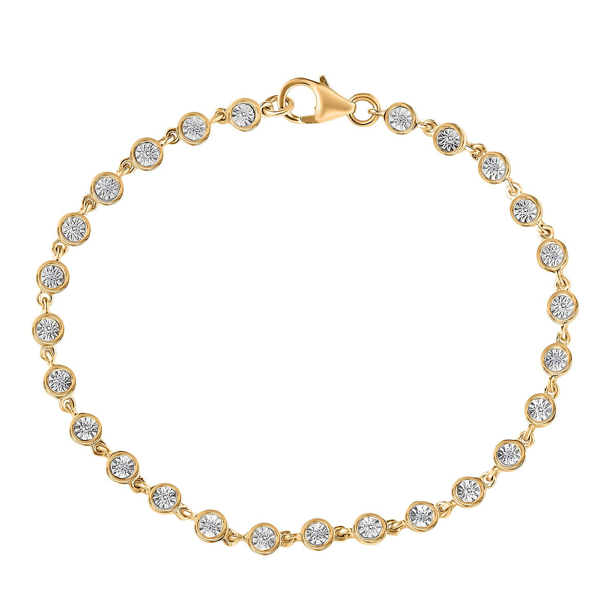 D'Joy Natural White Diamond Link Bracelet with Lobster Clasp in Yellow Gold Plated Sterling Silver 7.5 Inch V32603761 0