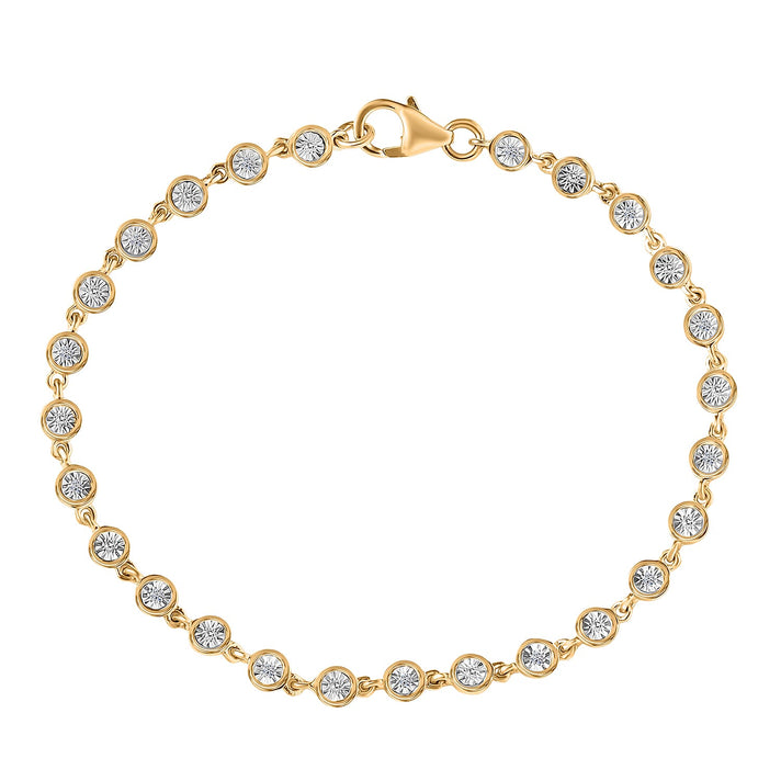 D'Joy Natural White Diamond Link Bracelet with Lobster Clasp in Yellow Gold Plated Sterling Silver 7.5 Inch V32620404 1