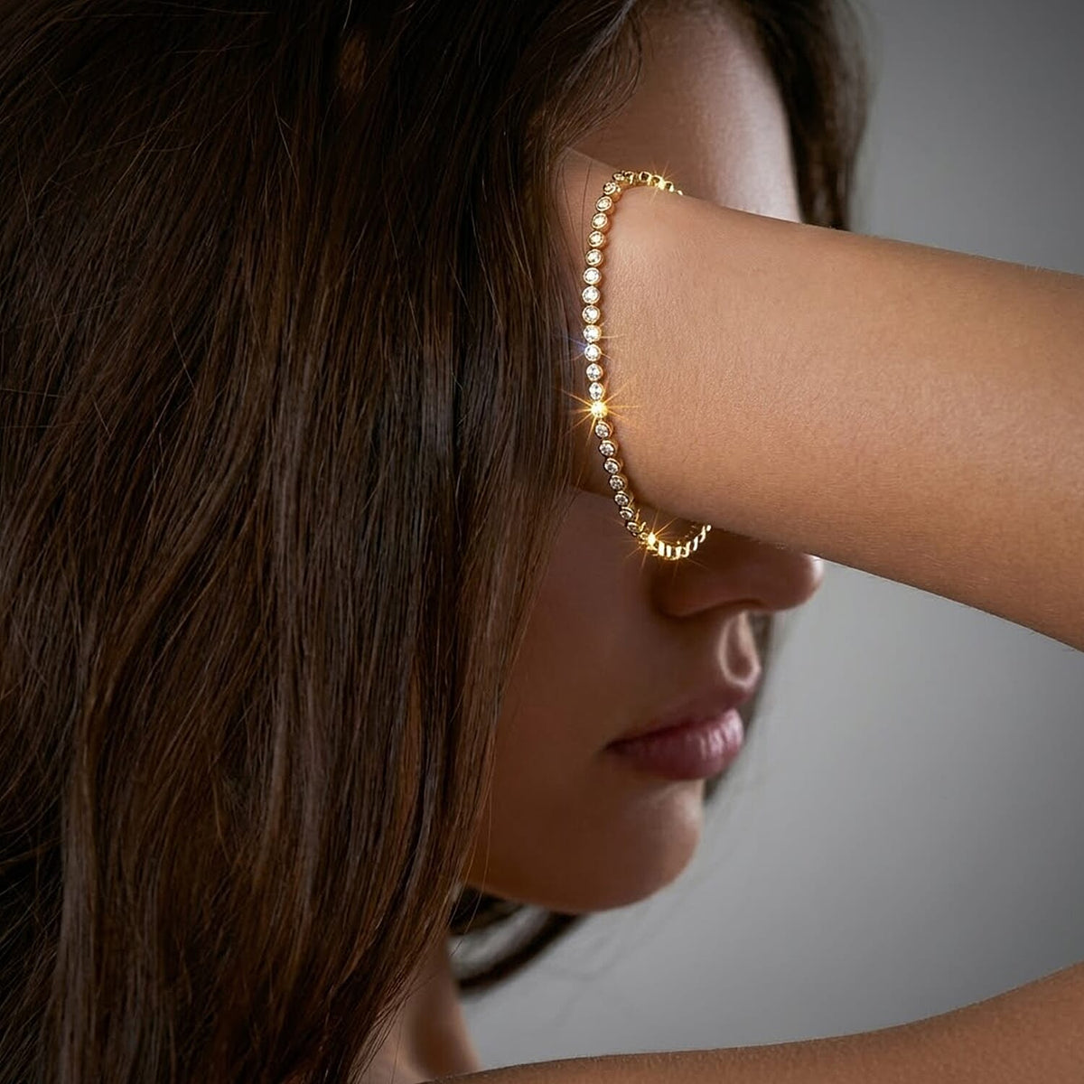 D'Joy Natural White Diamond Link Bracelet with Lobster Clasp in Yellow Gold Plated Sterling Silver 7.5 Inch V32603761 4
