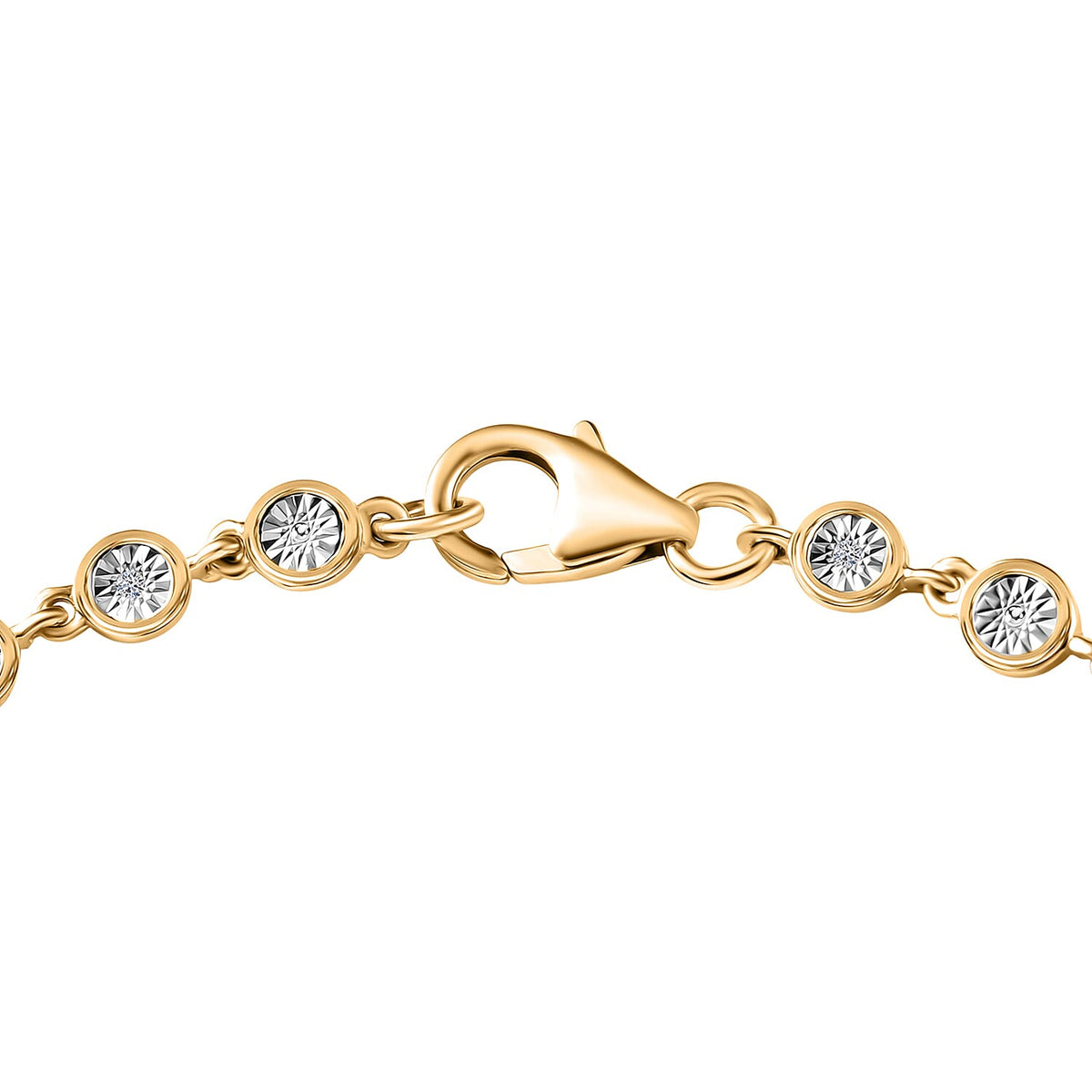 D'Joy Natural White Diamond Link Bracelet with Lobster Clasp in Yellow Gold Plated Sterling Silver 7.5 Inch V32603761 5