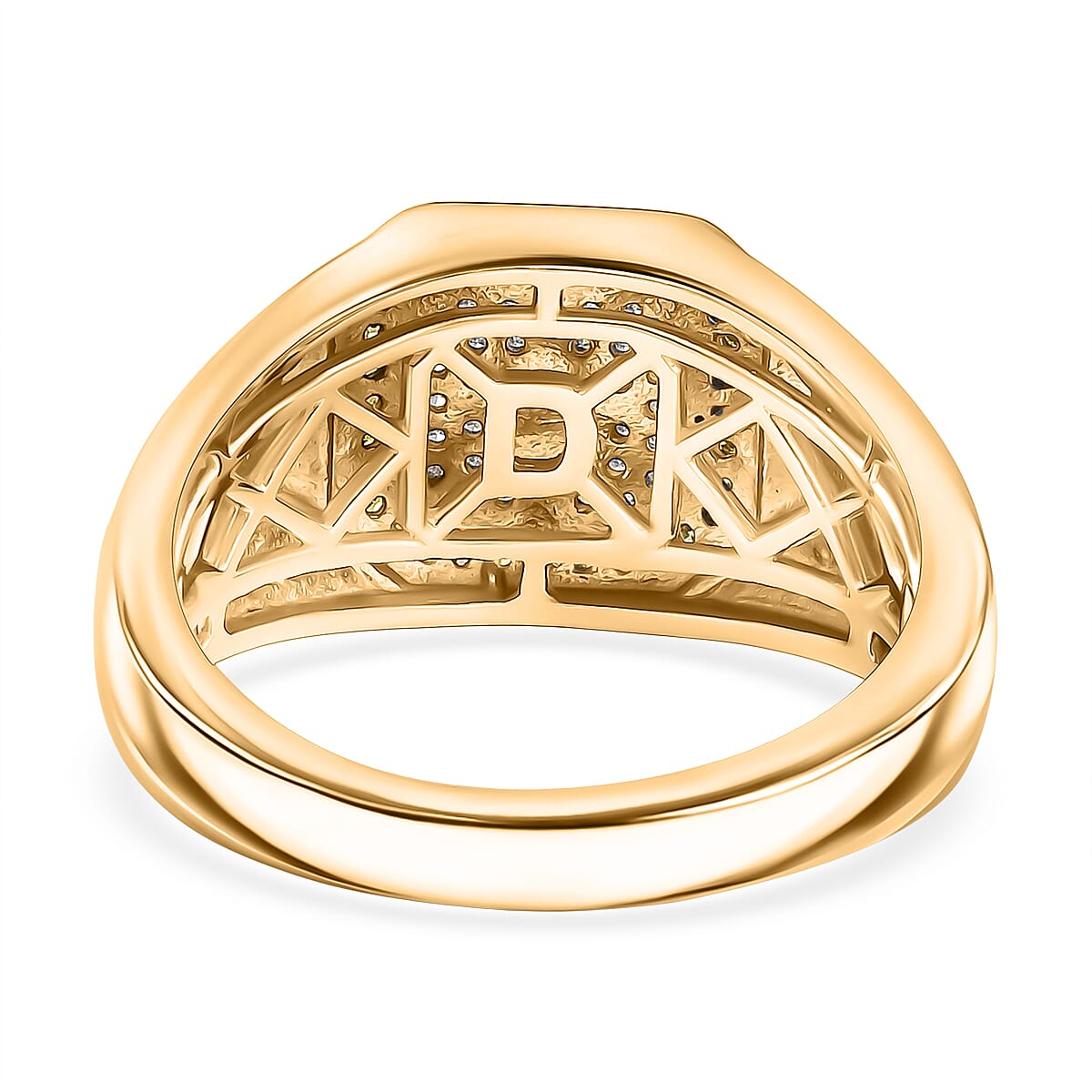 D'Joy Natural White Diamond, Yellow Diamond Mens Starburst Ring in 18K Vermeil Yellow Gold Plated Sterling Silver 0.33 Ct. 8298136 5