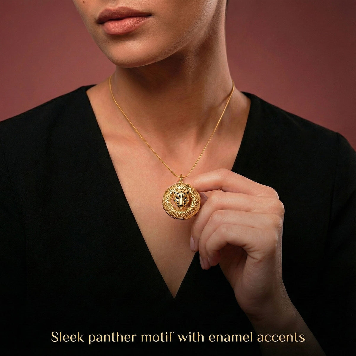 Designer Inspired Close Out - 9K Yellow Gold Enamelled Panther Pendant 8302680 3