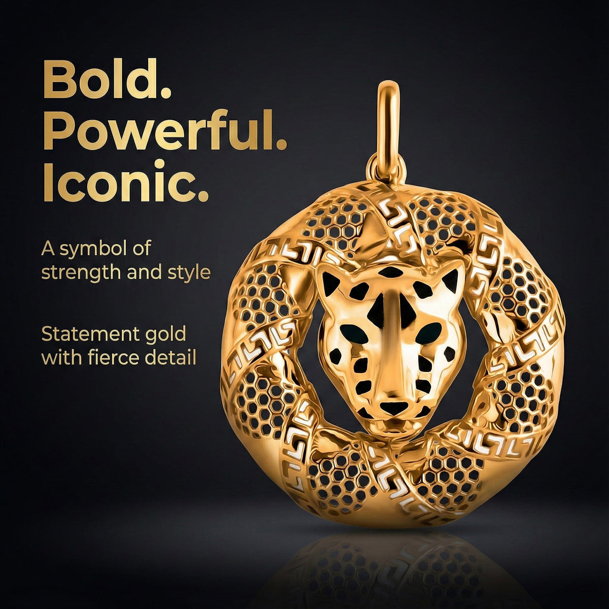 Designer Inspired Close Out - 9K Yellow Gold Enamelled Panther Pendant 8302680 4