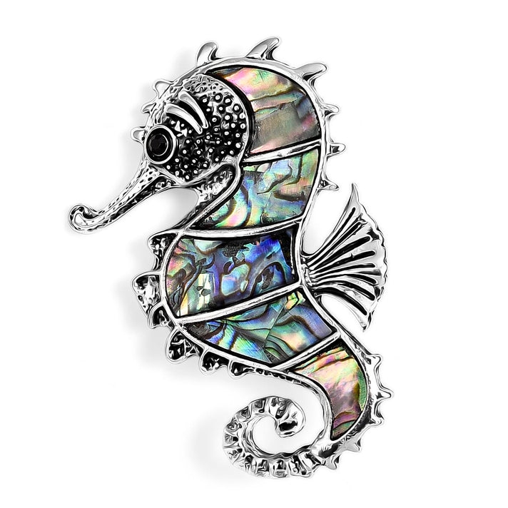 Elegant Crystal and Abalone Seahorse Brooch V32669762 1