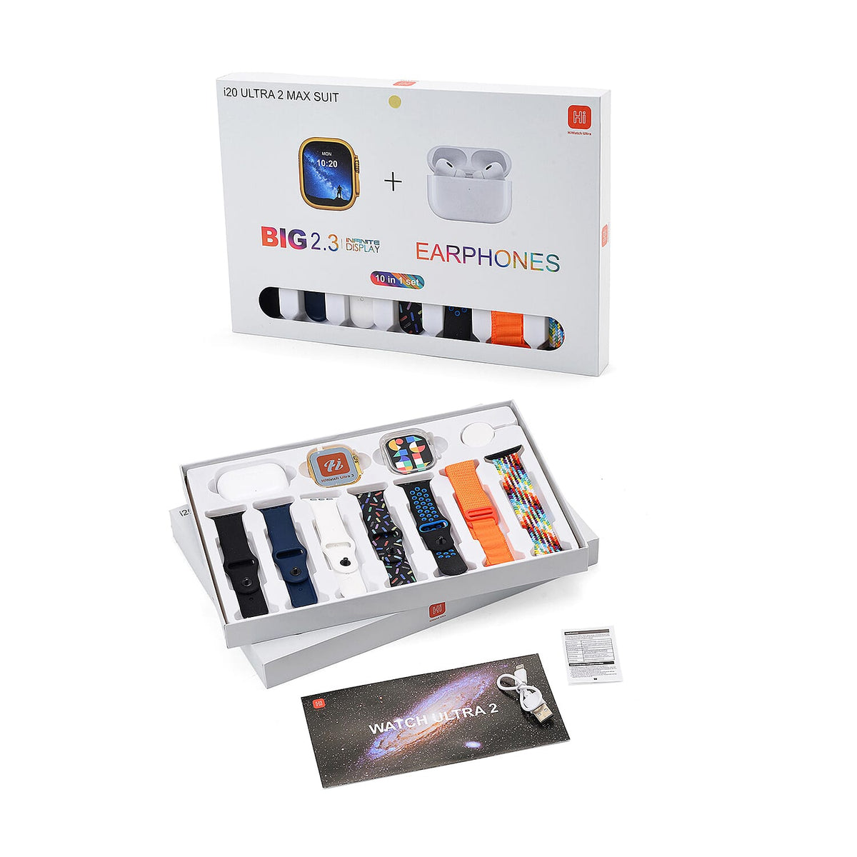 Closeout Deal - i20 Ultra 2 Max 10-in-1 Smartwatch Set with Earphones &amp; 7 Strap, Compatible with Apple iOS and Android - Gold 8311848 10