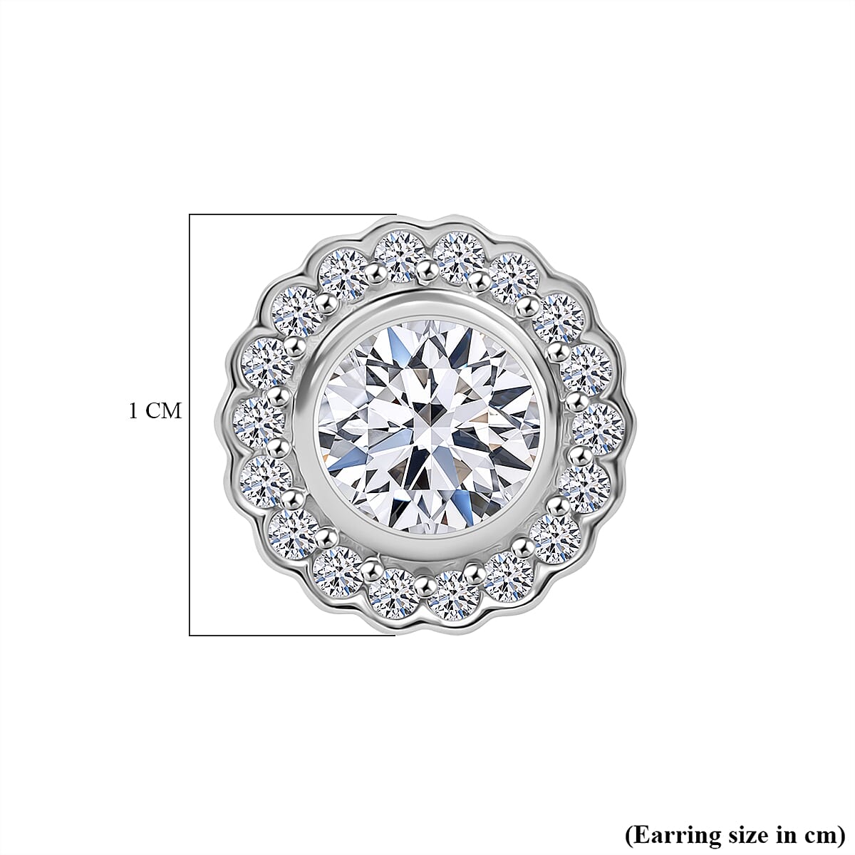 LUXURIANT 1.25 Ct. Lab Grown Diamond Halo Earrings in Rhodium Overlay Sterling Silver 8314530 4