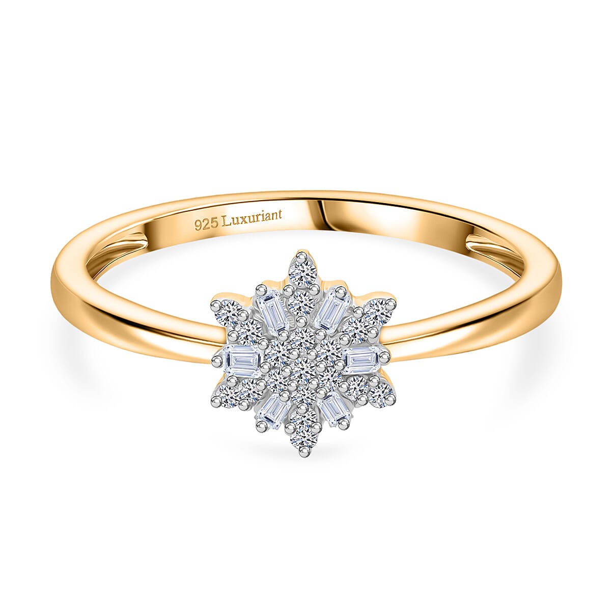 LUXURIANT Lab Grown Diamond Snowflake Ring in 18K Vermeil Yellow Gold Plated Sterling Silver (SI/GH) 8314879 0