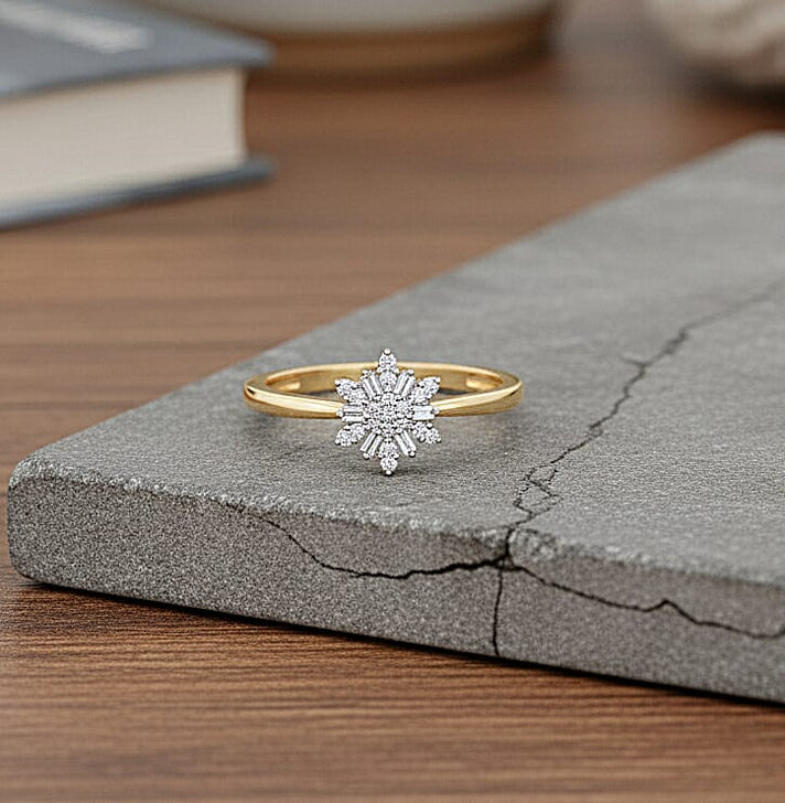 LUXURIANT Lab Grown Diamond Snowflake Ring in 18K Vermeil Yellow Gold Plated Sterling Silver (SI/GH) 8314879 2
