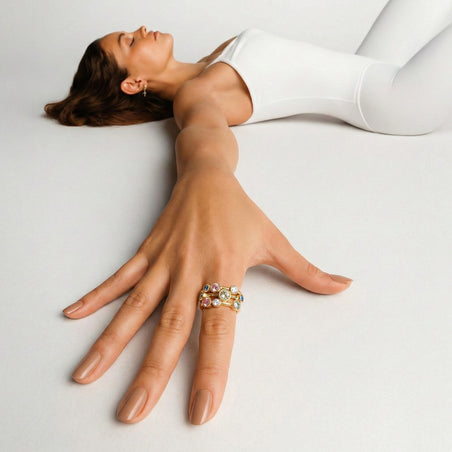 LUXURIANT 2 Ct. Multi Colour Lab Grown Diamond Bubble Ring in 18K Vermeil Yellow Gold Over Sterling Silver (SI-G-H) 8314965 2