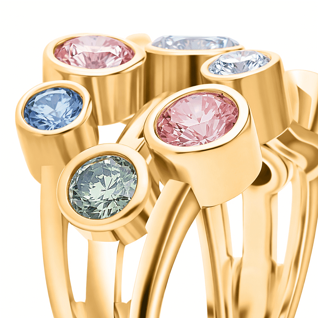 LUXURIANT 2 Ct. Multi Colour Lab Grown Diamond Bubble Ring in 18K Vermeil Yellow Gold Over Sterling Silver (SI-G-H) 8314965 4