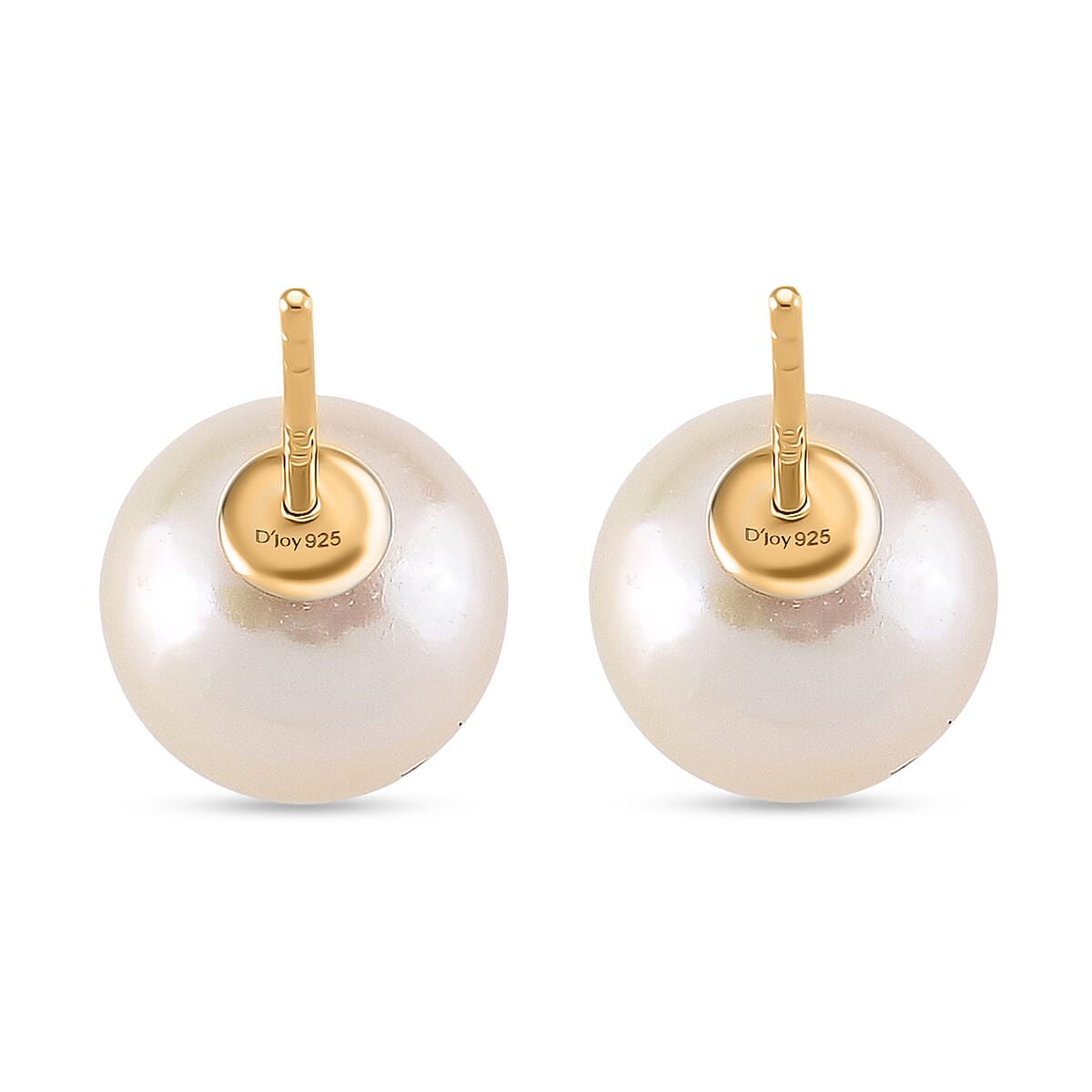 Premium White Edison Pearl (10MM) Earrings with Push Backs in Yellow Gold Plated Sterling Silver 8315801 5
