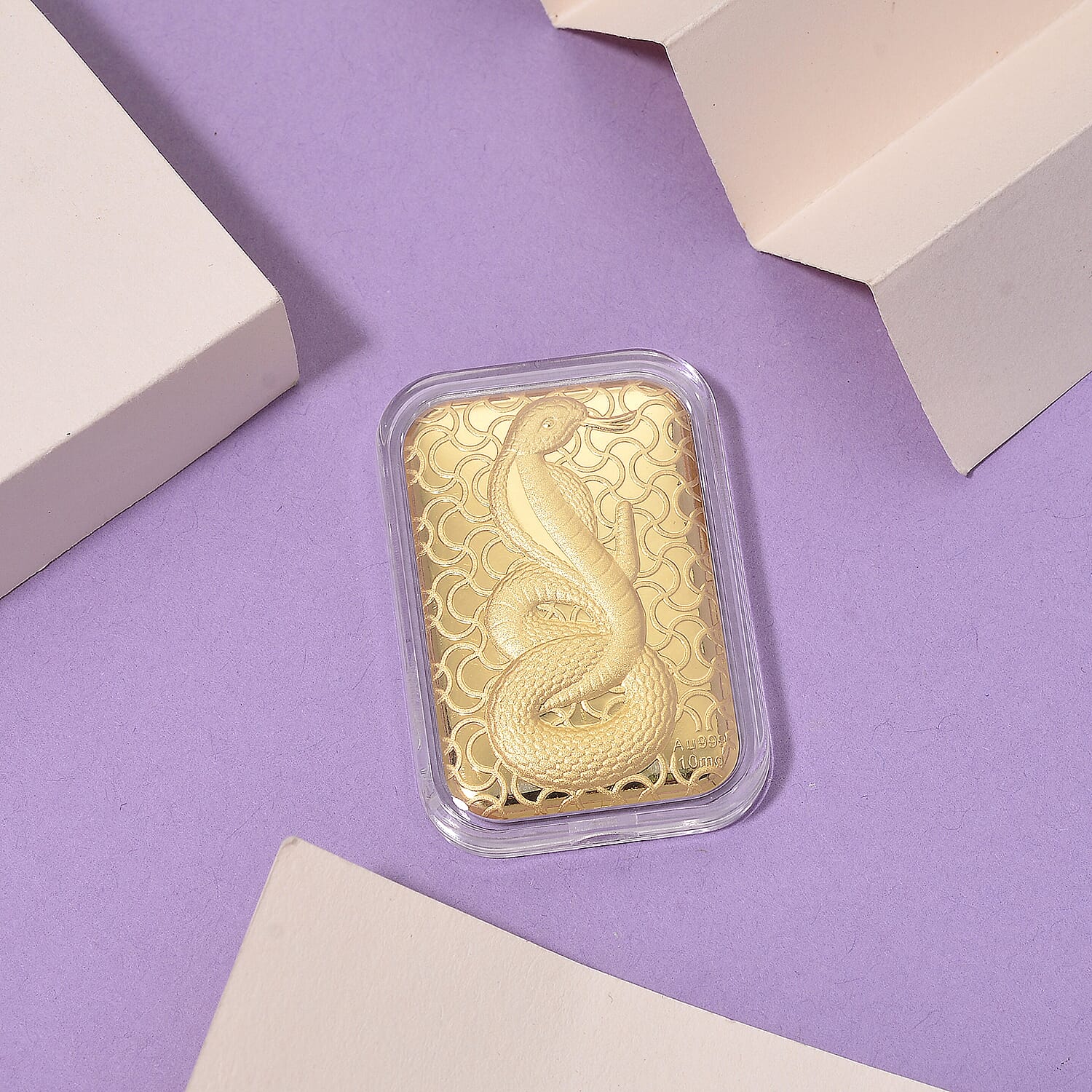 24K Yellow Gold (99.9% Purity) Embossed Snake Collectable (39.50 X 25.70) 8319600 2