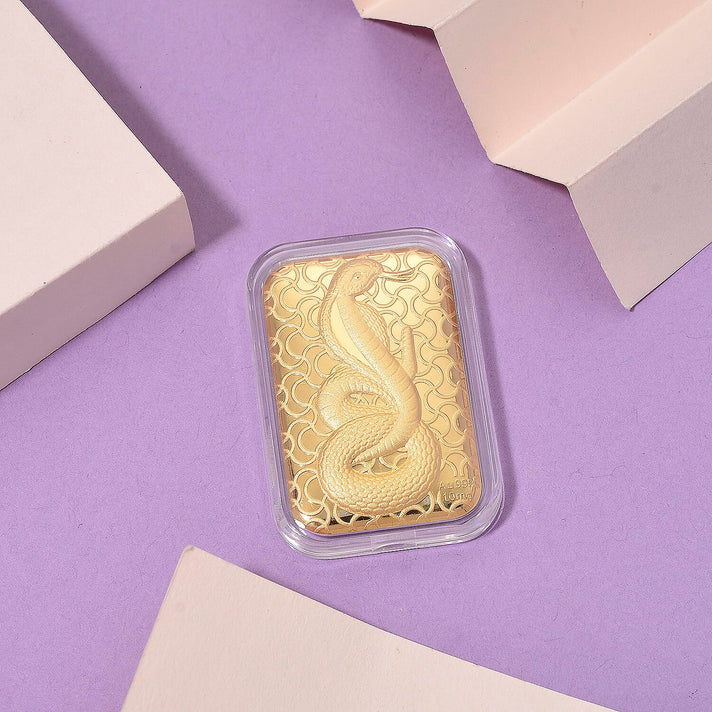 24K Yellow Gold (99.9% Purity) Embossed Snake Collectable (39.50 X 25.70) 8319600 2