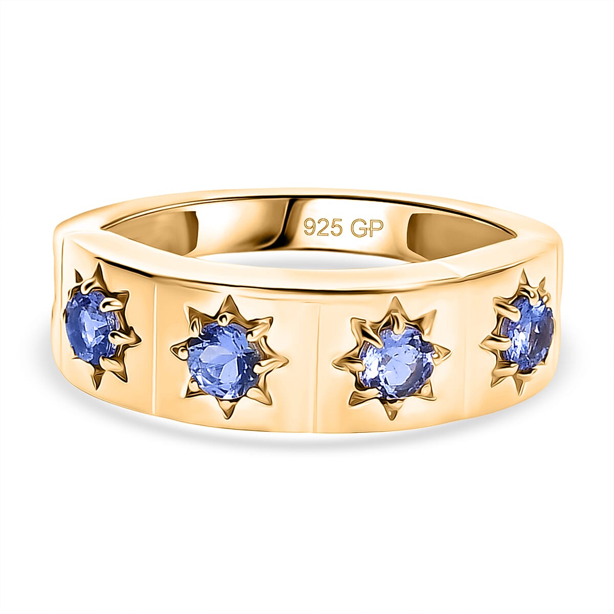 GP Celestial Dream Collection - Tanzanite &amp; Blue Sapphire Half Eternity Band Ring in 18K Vermeil Yellow Gold Plated Sterling Silver 8320925 0