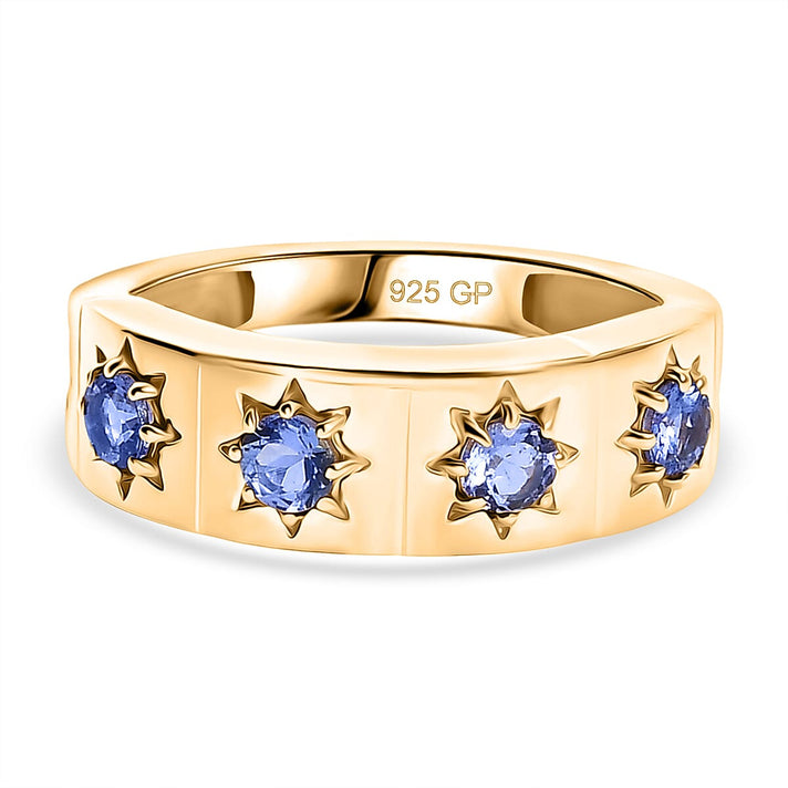GP Celestial Dream Collection - Tanzanite &amp; Blue Sapphire Half Eternity Band Ring in 18K Vermeil Yellow Gold Plated Sterling Silver 8320925 1