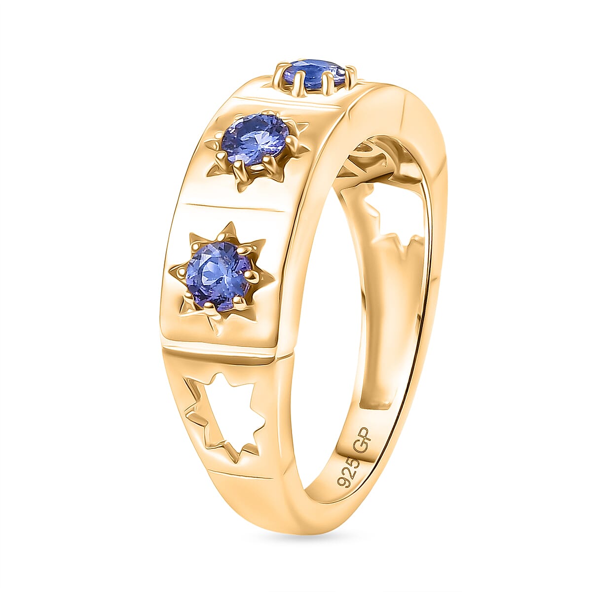 GP Celestial Dream Collection - Tanzanite &amp; Blue Sapphire Half Eternity Band Ring in 18K Vermeil Yellow Gold Plated Sterling Silver 8320925 5