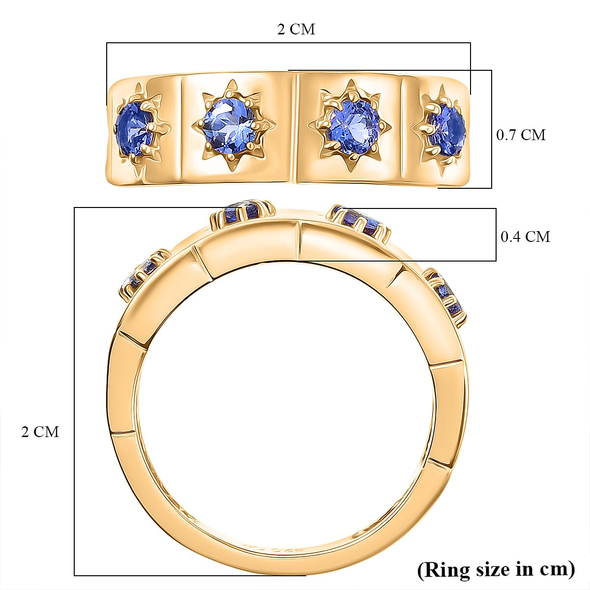 GP Celestial Dream Collection - Tanzanite &amp; Blue Sapphire Half Eternity Band Ring in 18K Vermeil Yellow Gold Plated Sterling Silver 8320925 8