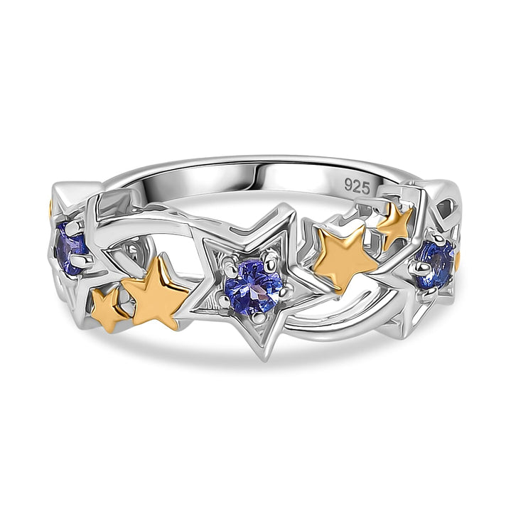 GP Celestial Dream Collection - Tanzanite &amp; Blue Sapphire Star Ring in 18K Vermeil Yellow Gold Plated &amp; Rhodium Overlay Sterling Silver 8321395 1