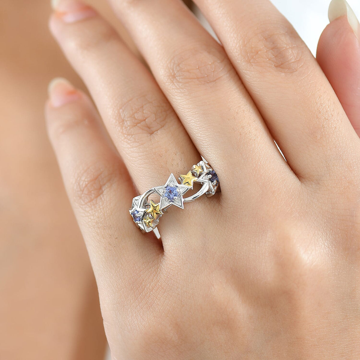 GP Celestial Dream Collection - Tanzanite &amp; Blue Sapphire Star Ring in 18K Vermeil Yellow Gold Plated &amp; Rhodium Overlay Sterling Silver 8321395 3