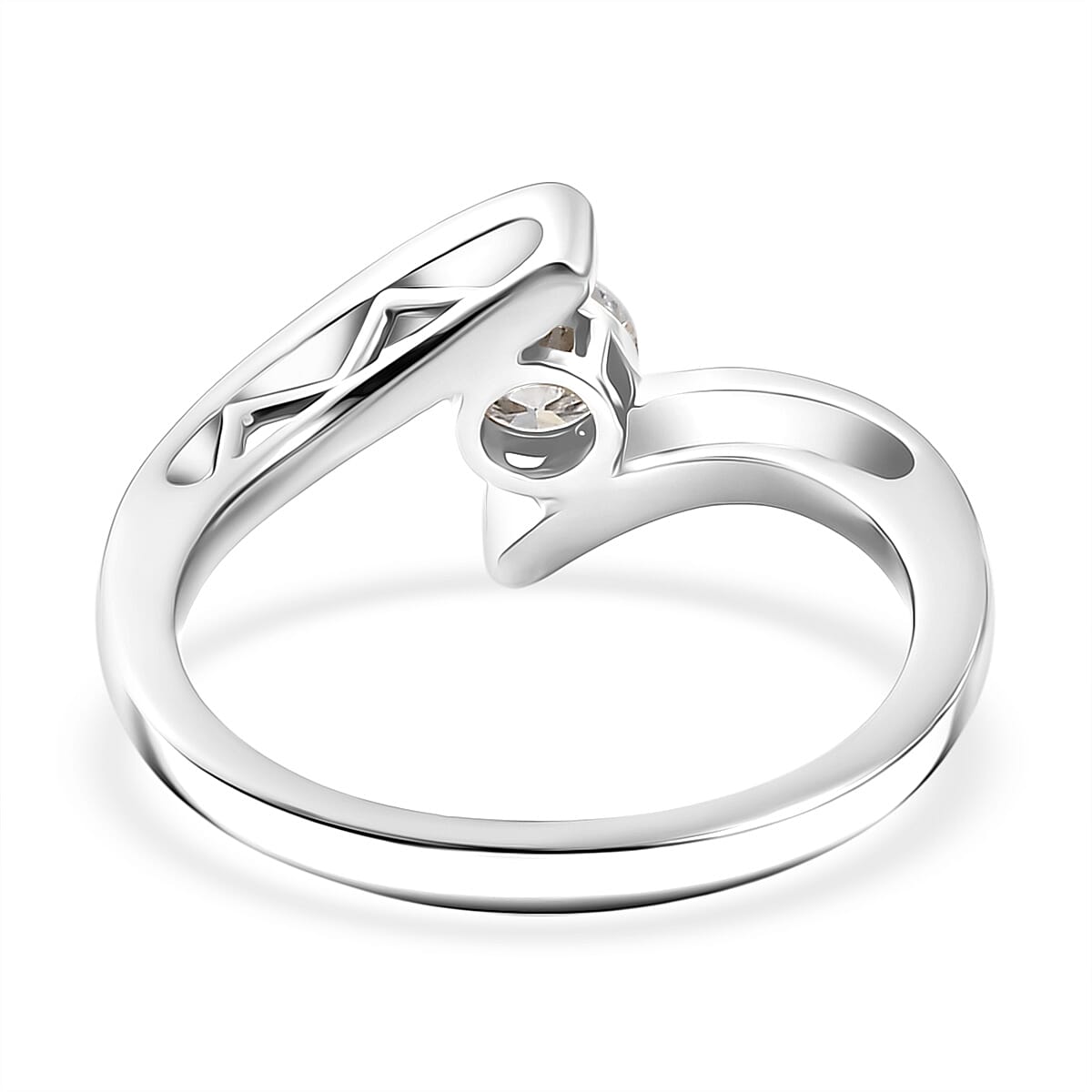 Moissanite Bypass Ring in Rhodium Overlay Sterling Silver 8323518 6