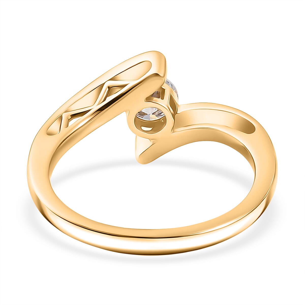 Moissanite Bypass Ring in Yellow Gold Plated Sterling Silver 8323550 6
