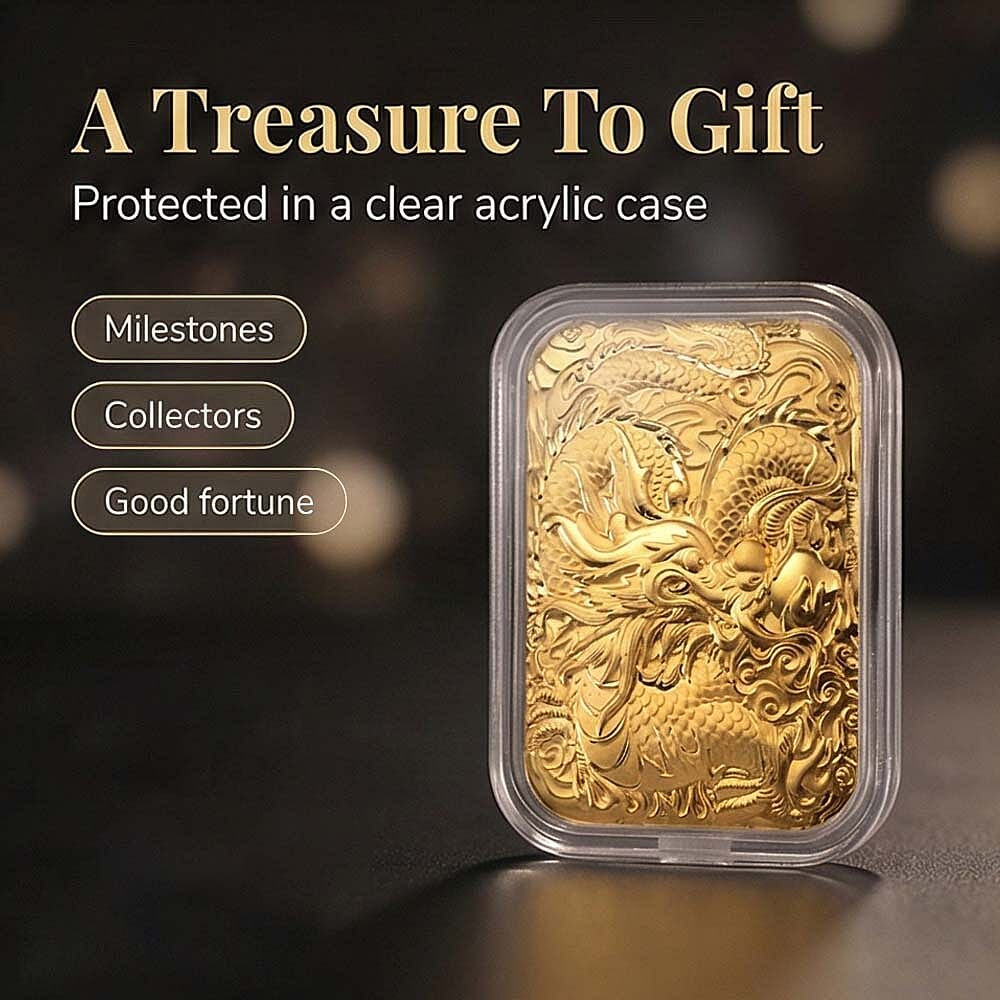 24K Yellow Gold (99.99% Purity) Dragon Embossed Collectable (39.60 x 25.70 MM) 8324155 5