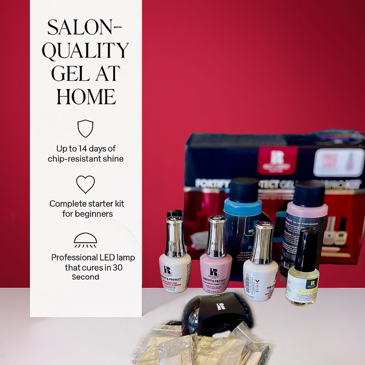 Red Carpet Manicure Fortify &amp; Protect Kit â€“ Essentials for UV/LED Gel Application, Long-Lasting, Chip-Resistant Manicure (Worth Â£79) 8325427 4