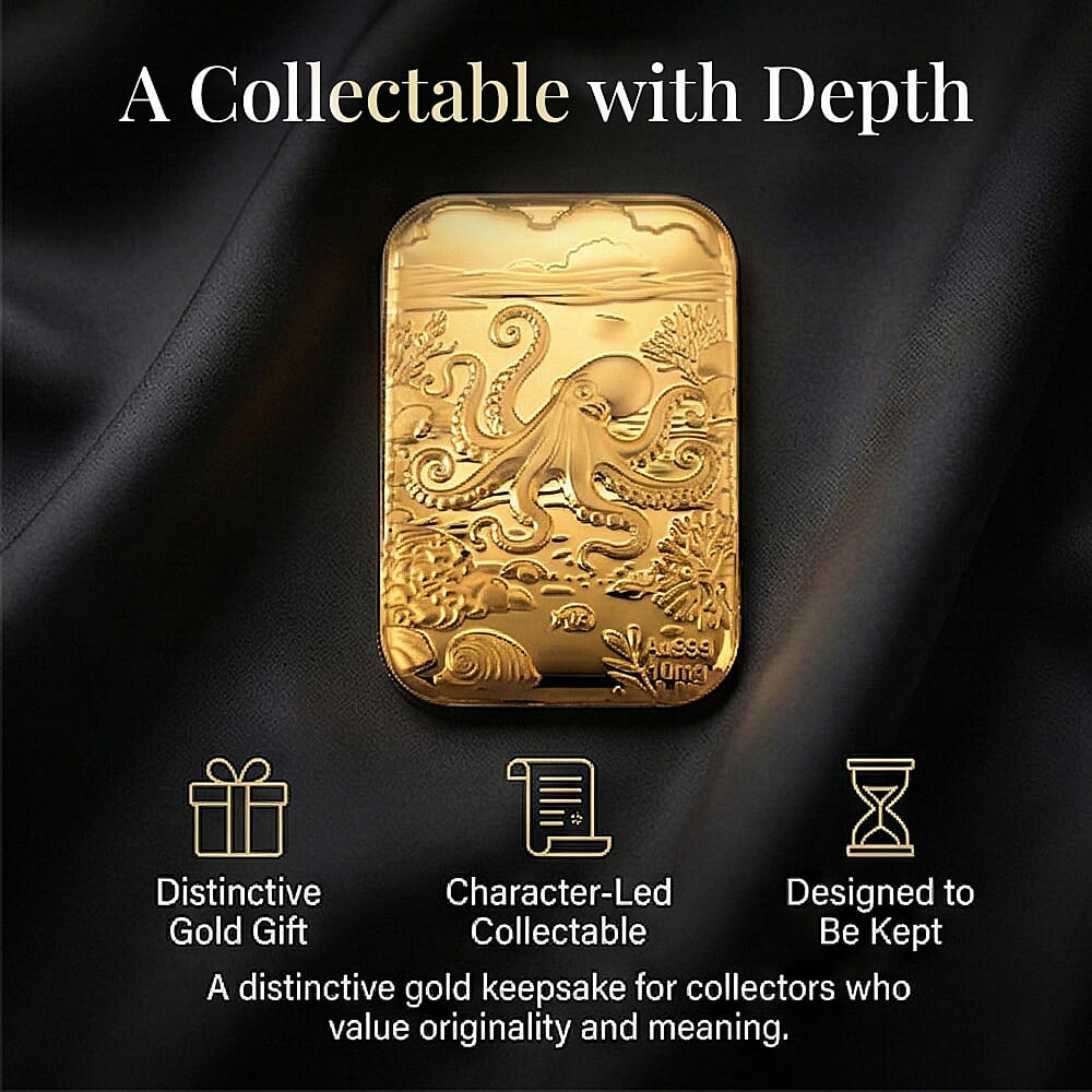 24K Yellow Gold  (99.99% Purity) Octopus Embossed Collectable (39.65 x 25.70 MM) 8328251 4