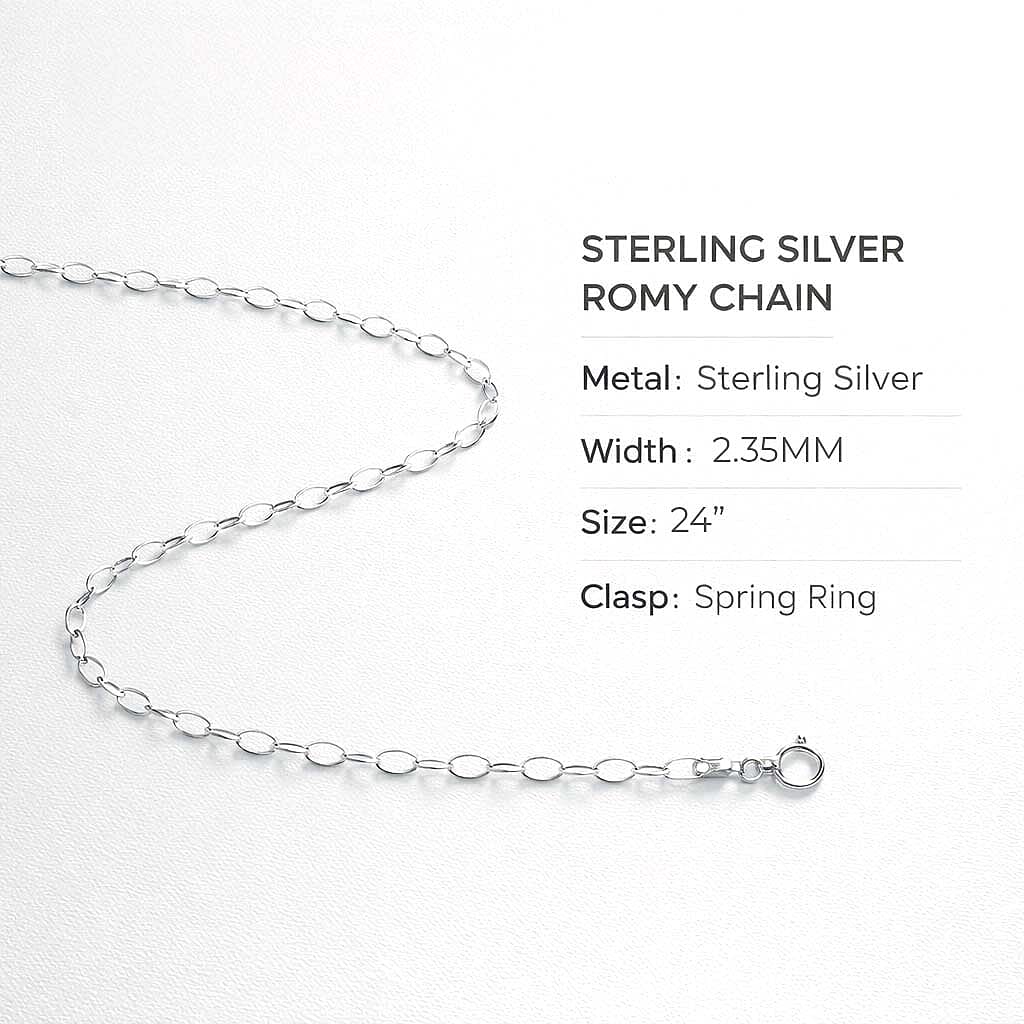 Close Out Deal Sterling Silver 2.35MM Romy Chain with Spring Ring Clasp 24 Inch V32359306 7