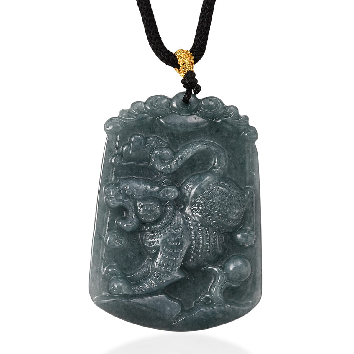 Natural Type A Jadeite Jade Stone Zodiac Tiger Necklace with Cotton Thread (Size 26 Adjustable) 60.00 Ct. V32569807 0
