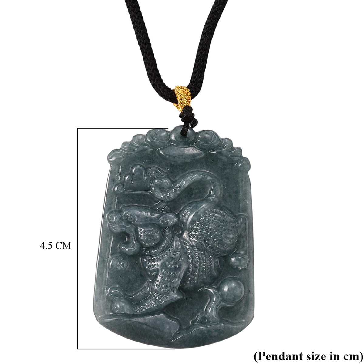 Natural Type A Jadeite Jade Stone Zodiac Tiger Necklace with Cotton Thread (Size 26 Adjustable) 60.00 Ct. V32569807 5