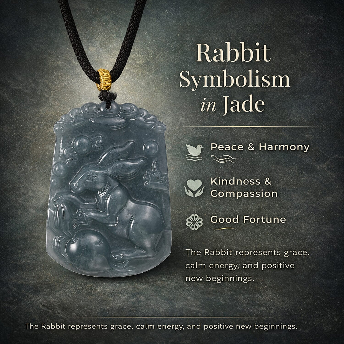 Natural Type A Jadeite Jade Stone Zodiac Rabbit Necklace with Cotton Thread (Size 26 Adjustable) 60.00 Ct. V32567072 2