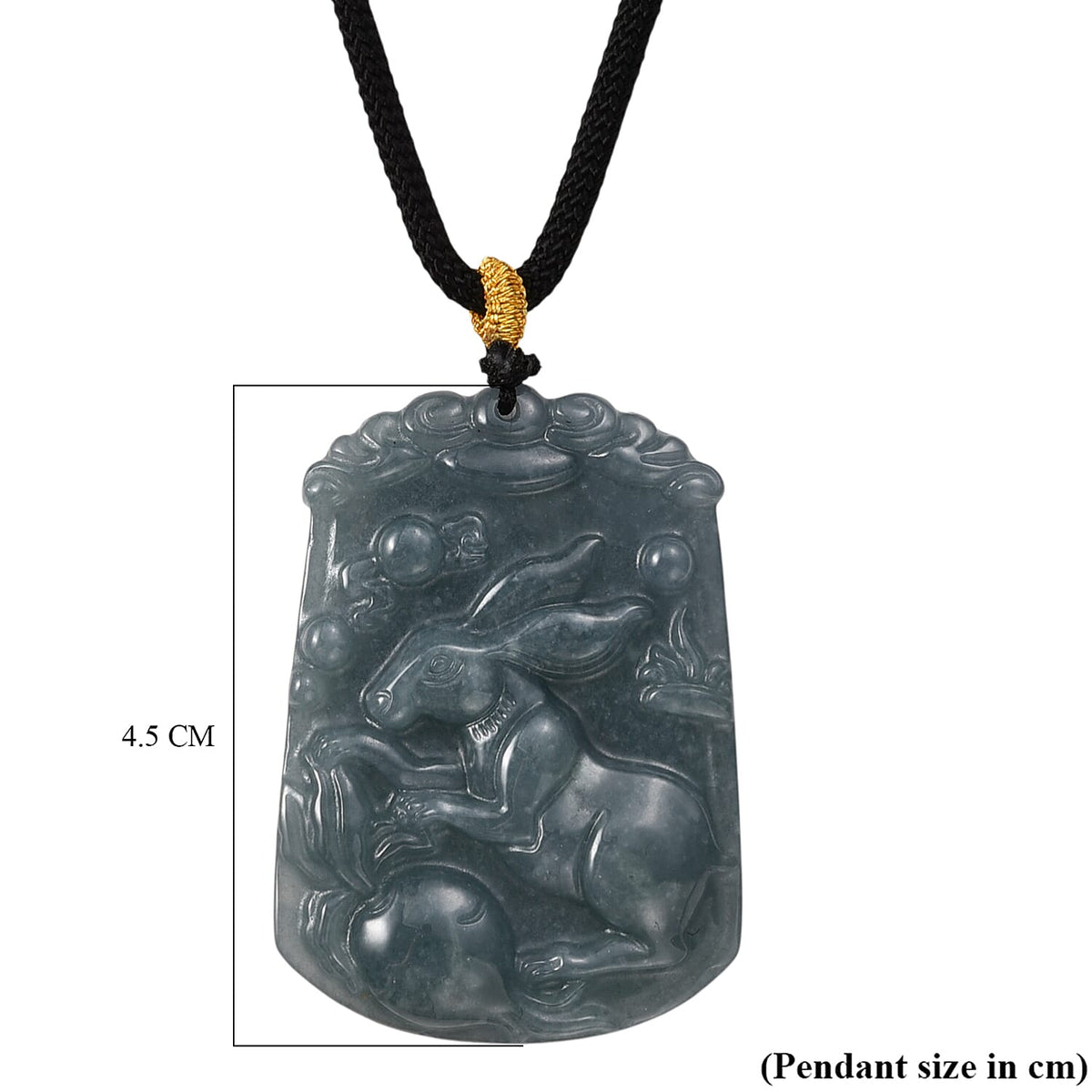 Natural Type A Jadeite Jade Stone Zodiac Rabbit Necklace with Cotton Thread (Size 26 Adjustable) 60.00 Ct. V32567072 5