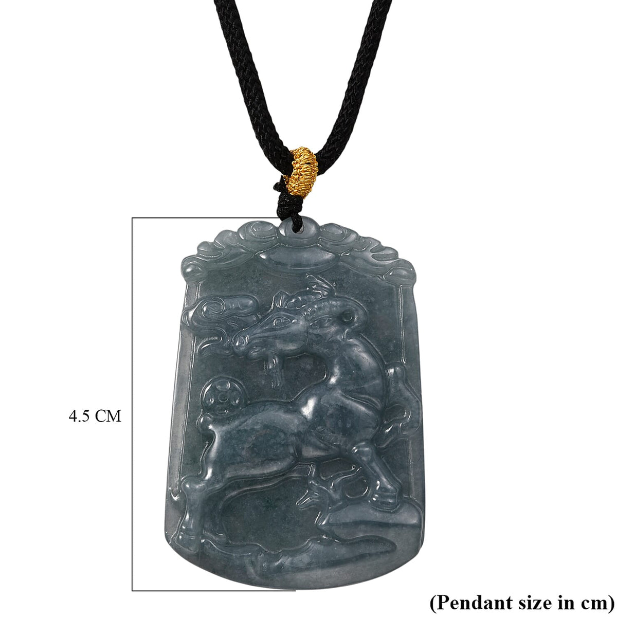 Natural Type A Jadeite Jade Stone Zodiac Goat Necklace with Cotton Thread (Size 26 Adjustable) 60.00 Ct. V32568849 5