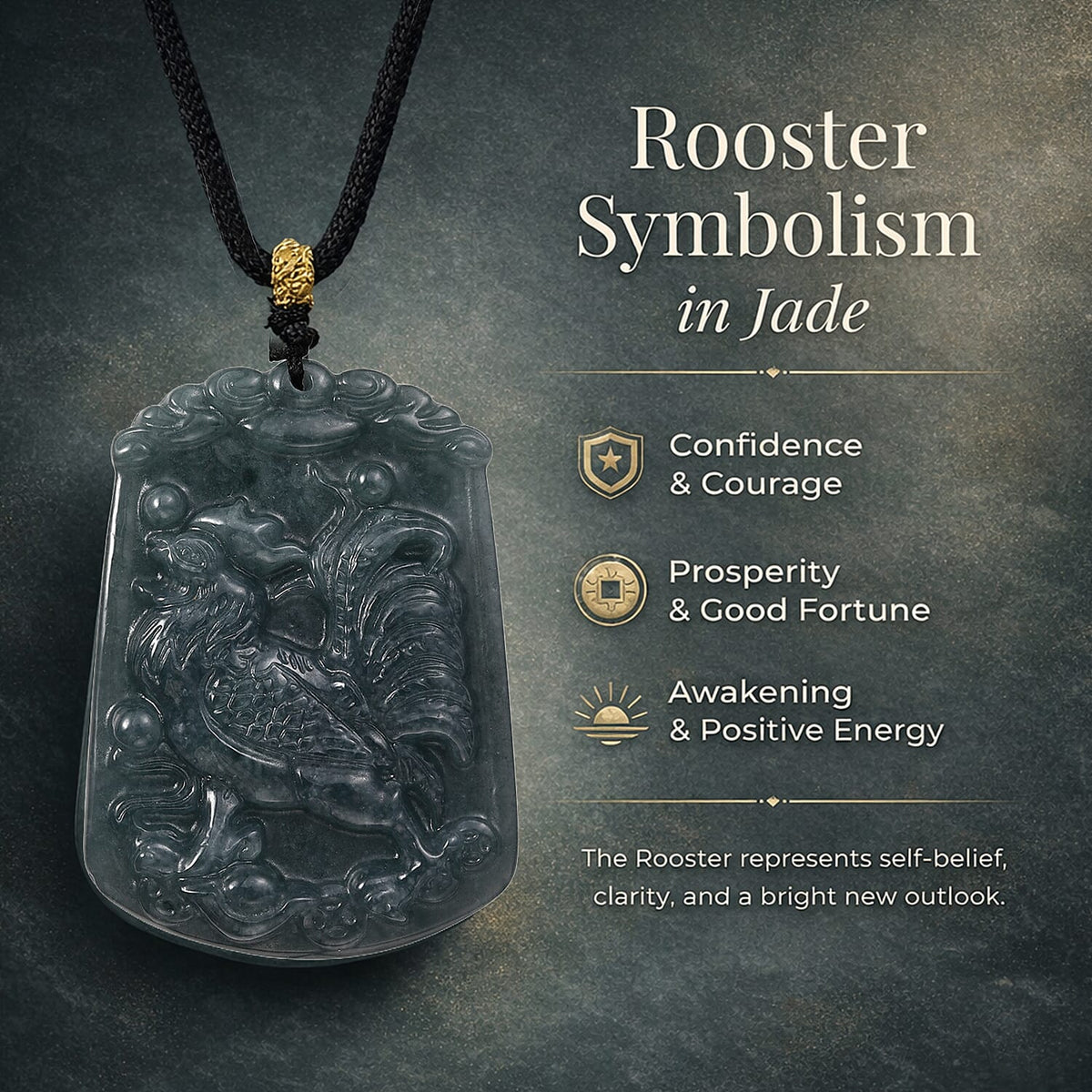 Natural Type A Jadeite Jade Stone Zodiac Rooster Necklace with Cotton Thread (Size 26 Adjustable) 60.00 Ct. V32636135 2