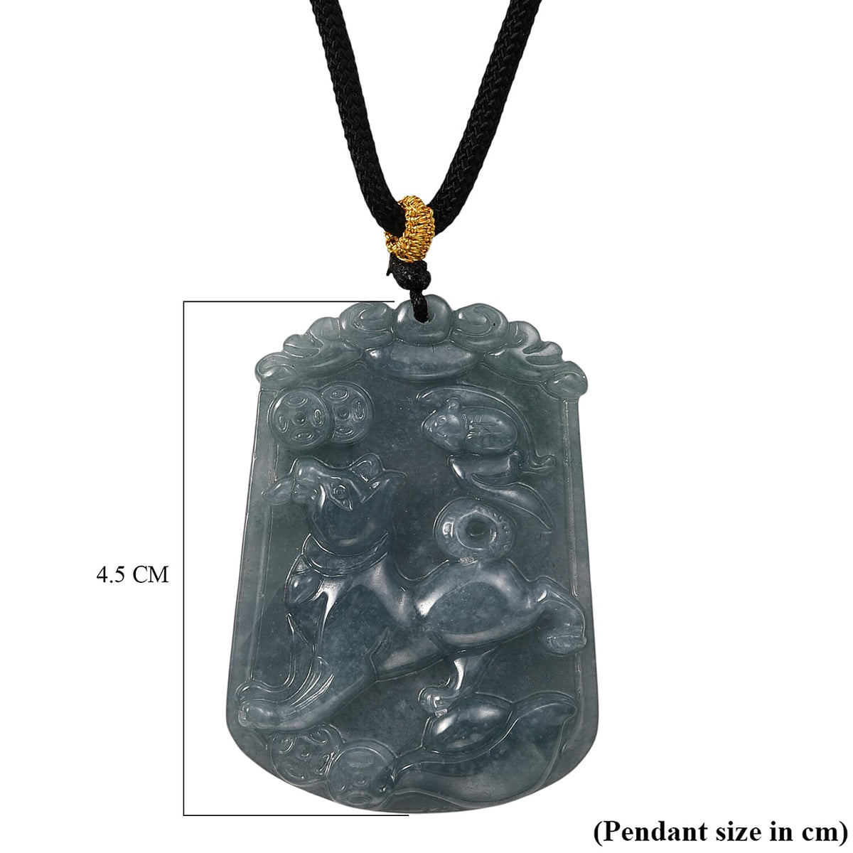 Natural Type A Jadeite Jade Stone Zodiac Dog Necklace with Cotton thread (Size 26 Adjustable) 60.00 Ct. V32566304 5