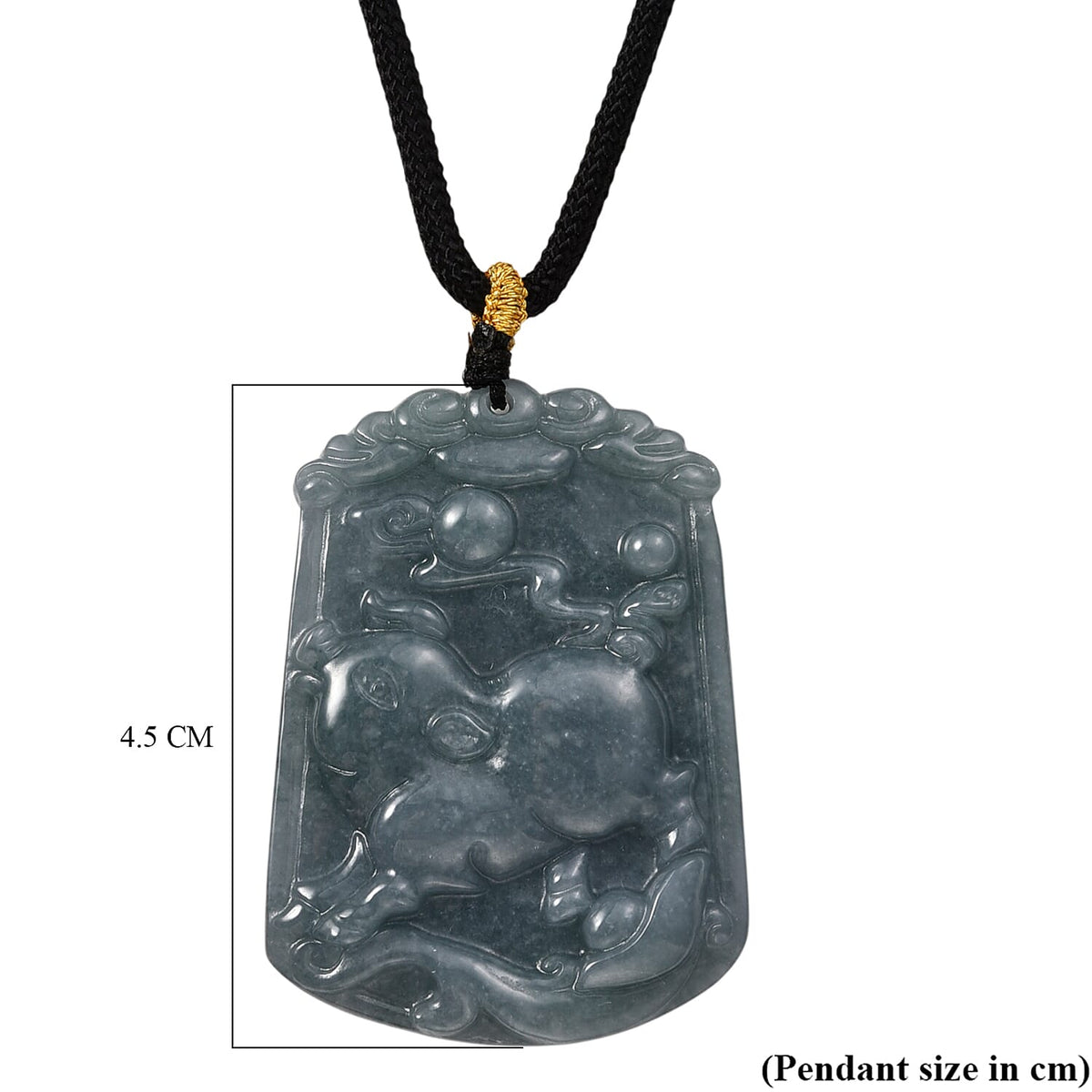 Natural Type A Jadeite Jade Stone Zodiac Pig Necklace with Cotton Thread (Size 26 Adjustable) 60.00 Ct. V32569180 5